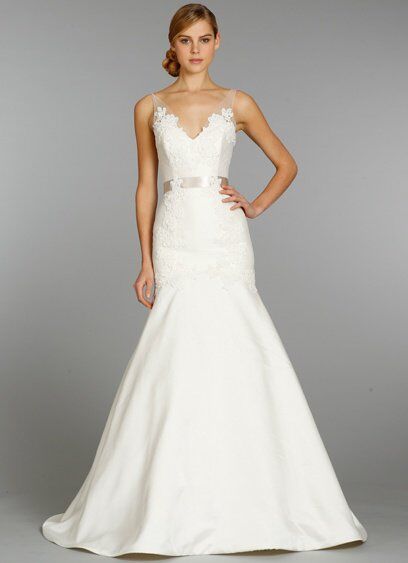 organza fit and flare wedding dress