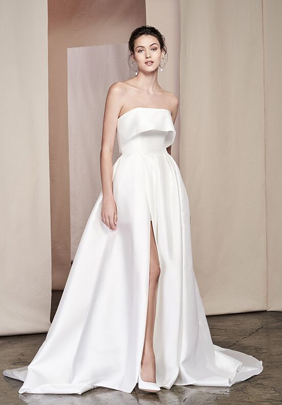 white silk ball gown