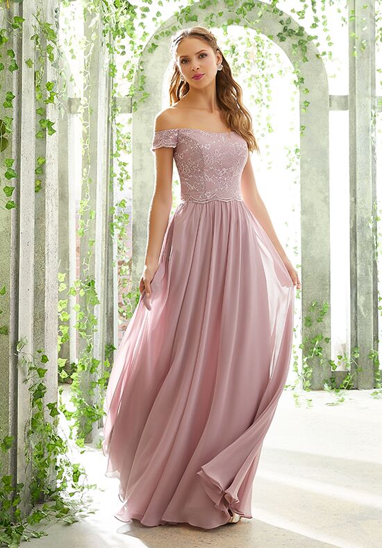 off shoulder maid of honor dress