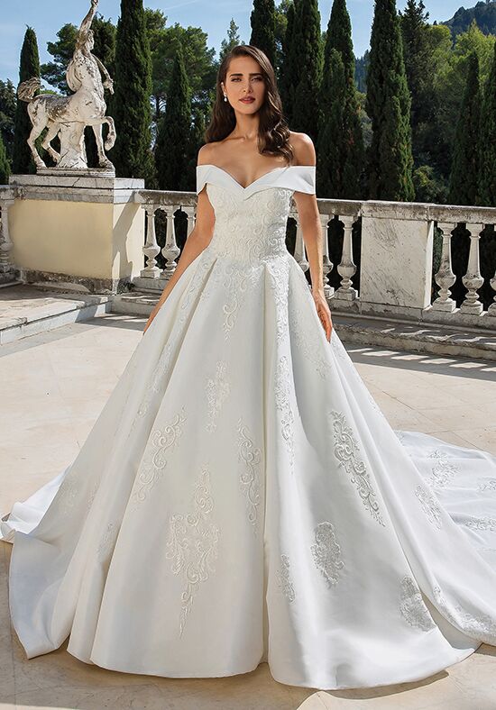 ball gown off the shoulder wedding dress