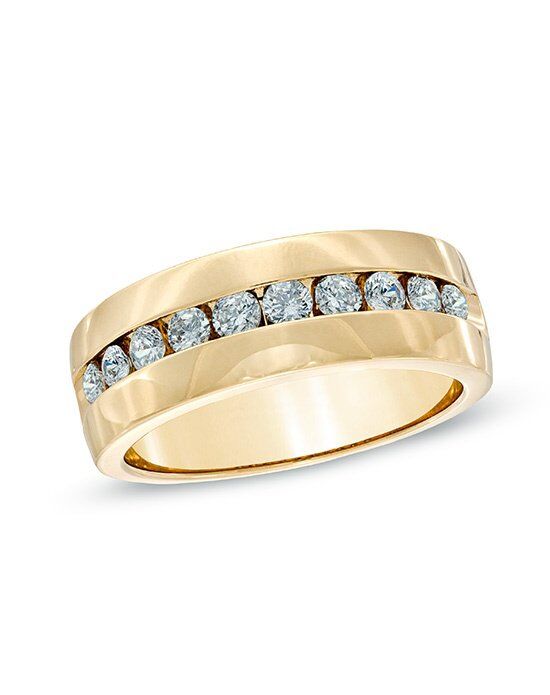  Zales  Men s 1 CT T W Channel Set Diamond Wedding  Band in 