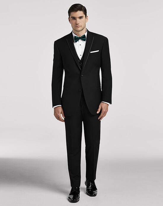 46 L Basic Black Notched Tuxedo Coat Pants Cummerbund Bow Prom Wedding Masonic