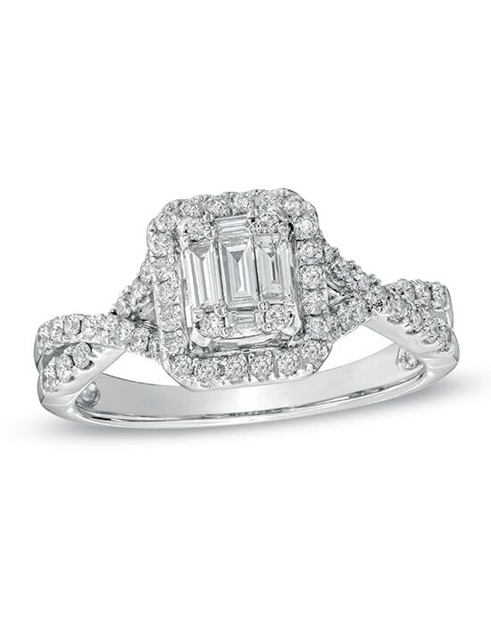  Zales  5 8 CT T W Baguette Diamond Frame Engagement  Ring  