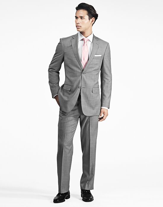 Generation Tux Gray Sharkskin Notch Lapel Suit Wedding Tuxedo - The Knot