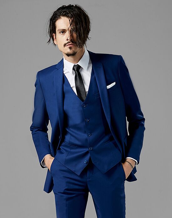 blue suit wedding outfit