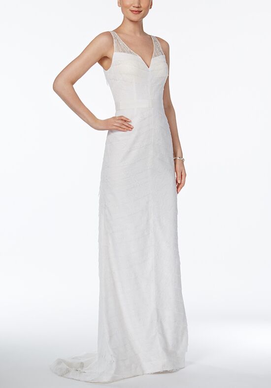 adrianna papell tiered lace gown