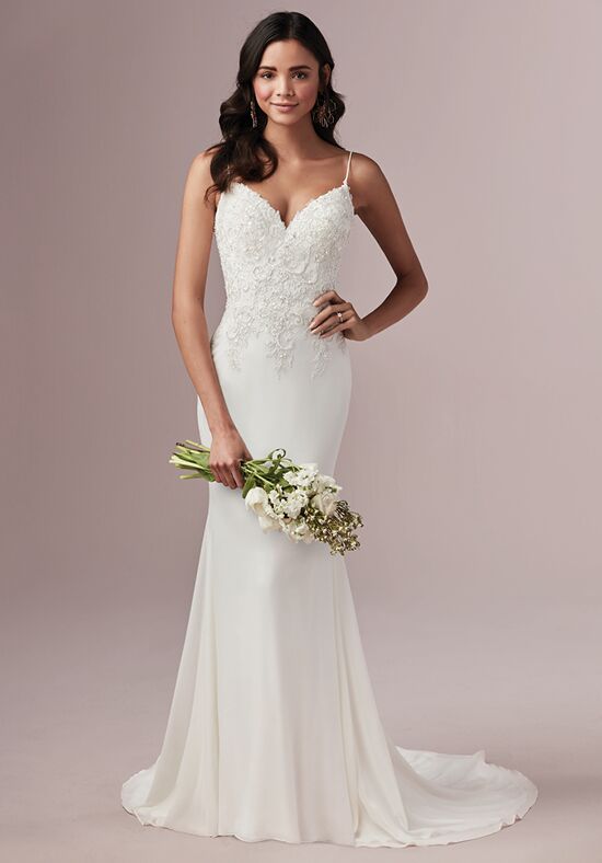 spaghetti strap sheath wedding dress